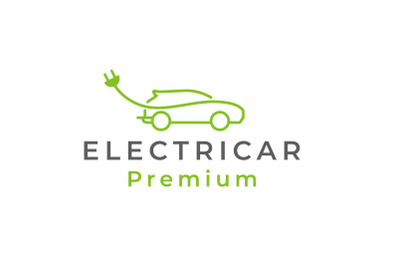 Eco-friendly Car Logo Design, Car with Electric Socket Logo Design