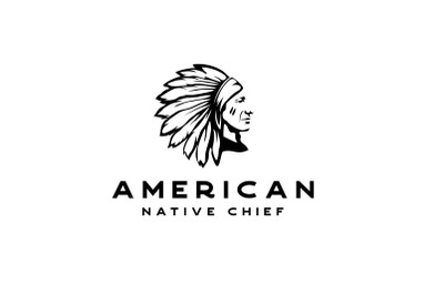 American Native Indian Chief Headdress Logo Design illustration