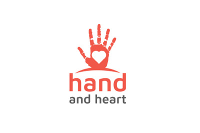 Hand Paint with heart Love Logo Design illustration