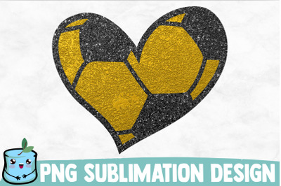 Golden Soccer Heart Sublimation Design