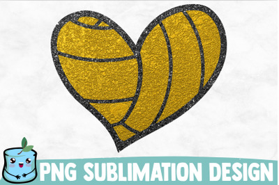 Golden Volleyball Heart Sublimation Design