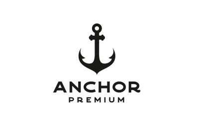 Vintage Retro Anchor Silhouette Logo Design