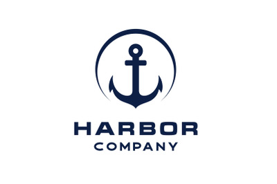 Retro Anchor with Circle Logo Design