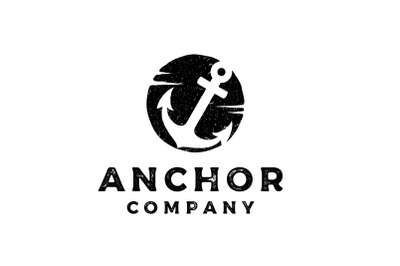 Vintage Rustic Anchor Hand Drawn, Boat Ship Marine Navy Nautical Logo