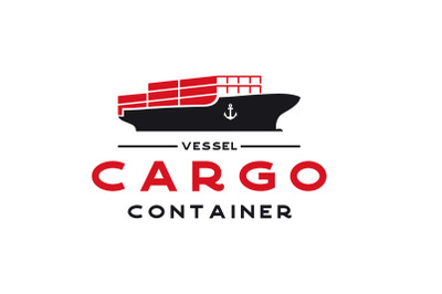 Vintage Cargo Vessel Ship Logo Design. Shipping Boat Logotype