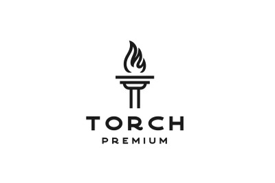 Initial Letter T or Pillar for Torch Logo Design