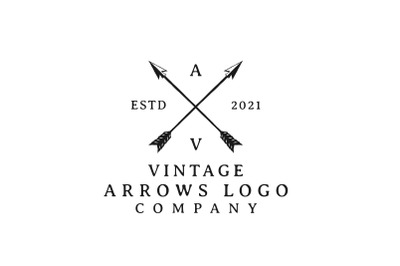 Vintage Rustic Hipster Crossed Arrow Logo Design