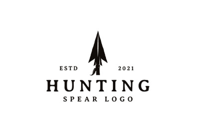 Vintage Rustic Hipster Arrowhead Spear Hunting Logo Design