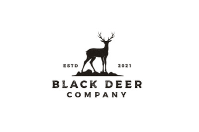 Vintage Rustic Hipster Deer Silhouette Logo Design