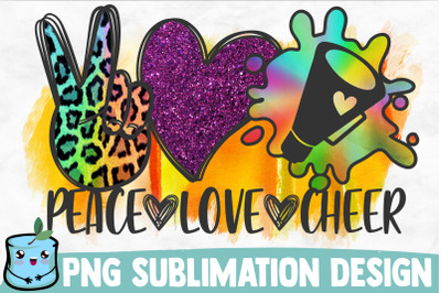 Peace Love Cheer Sublimation Design