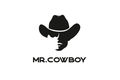 Western Cowboy Head Silhouette Logo Design