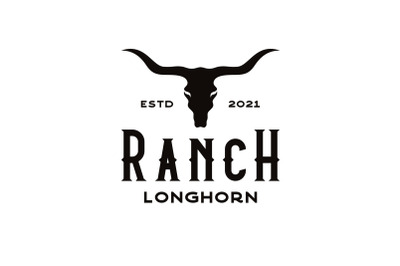 Vintage Retro Texas Longhorn Buffalo Bull Logo Design