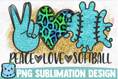 Peace Love Softball Sublimation Design