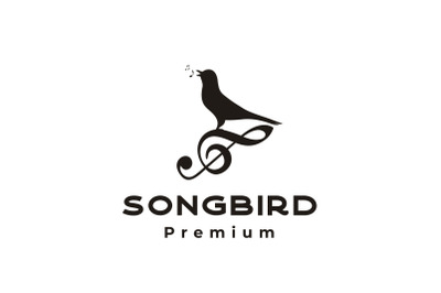 Vintage Singing Bird with Music Notes Logo Design