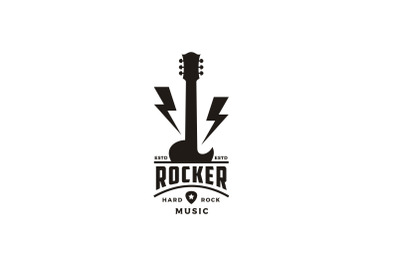 Vintage Classic Rock Country Guitar Music Logo Design