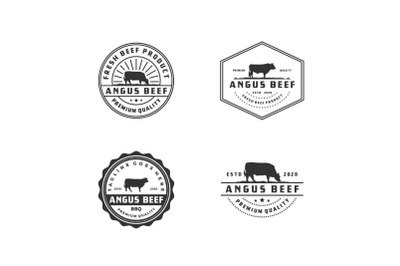 Vintage Cattle Angus Beef Meat Label Logo Design