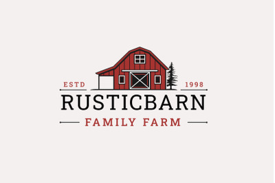 Vintage Retro Rustic Barn Farm Logo Design Illustration