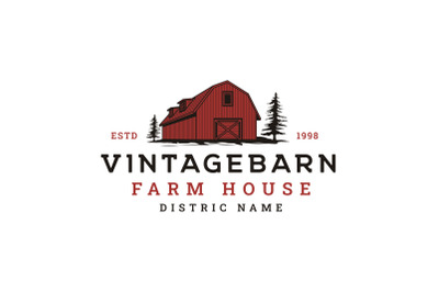 Vintage Retro Rustic Barn Logo Design Illustration