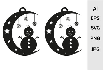 Snowman Earrings and Pendant Template, SVG Cutting Files