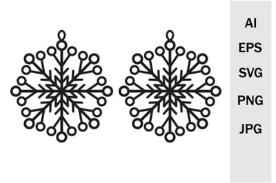 Snowflake Earrings and Pendant Template, SVG Cutting Files