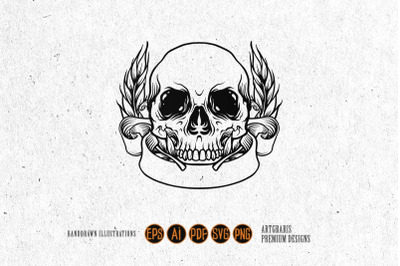 Skull Head Banner Silhouette SVG