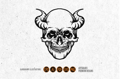 Tattoo Demon Skull Horn Silhouette