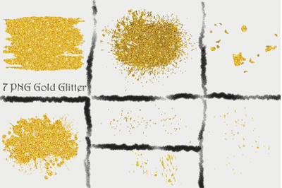 Gold Glitter Splashes and Strokes, Gold Splatter Clipart, Gold Shapes