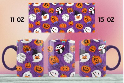 Halloween mug sublimation design 11 oz &amp; 15 oz mug wrap png