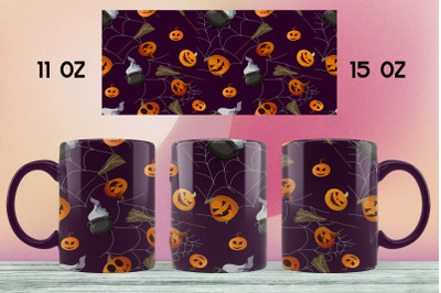 Halloween mug sublimation design 11 oz &amp; 15 oz mug wrap png