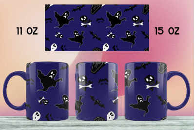 Halloween mug sublimation design 11 oz &amp; 15 oz mug wrap png