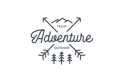 Line art Crossed Arrows with Mountain and Pine Tree Logo Design