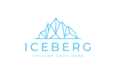 Iceberg Logo Geometric Line outline / line art Logo Design