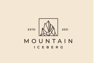 Vintage Hipster Iceberg, Mountain Peak Logo Design