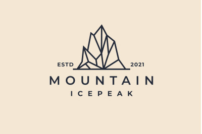 Vintage Hipster Iceberg, Mountain Peak Logo Design