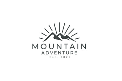 Vintage Hipster Mountain Logo Design