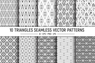 10 seamless triangles vector patterns