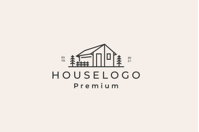 Vintage Minimalist Line art House Logo Design