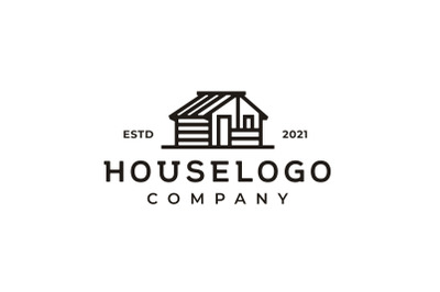 Vintage Minimalist Line art House Logo Design