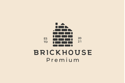 Vintage Retro Hipster Brick House Logo Design