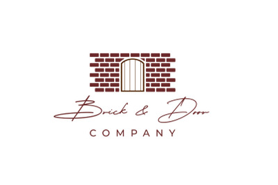 Wall Brick and Wooden Door Logo Design Inspiration