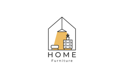 House&2C; lamp&2C; drawer shelf&2C; Home Furniture Logo Design Inspiration