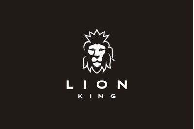 Elegant Lion Head with Crown Logo Design