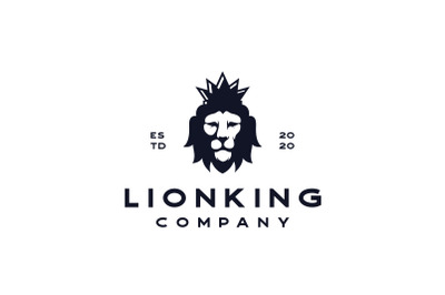 Lion Head with Crown Logo Design