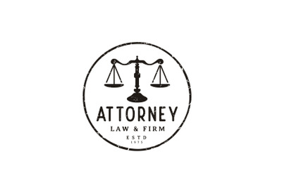 Vintage Rustic Justice Scales Stamp for Law Firm Logo Design