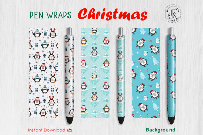 Christmas Penguin Pen Wraps File Set