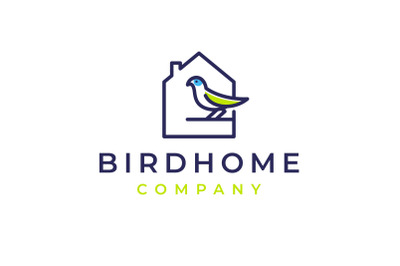 Bird House Minimalist Line art Logo Design