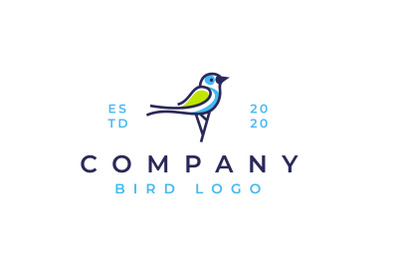 Minimalist line art Outline Monoline Bird Logo Design