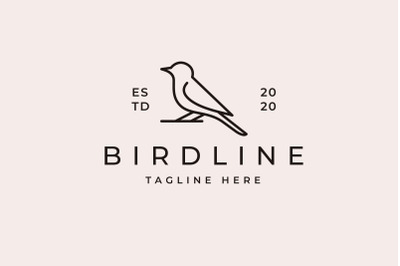 Vintage Retro Hipster Bird Monoline Logo Design