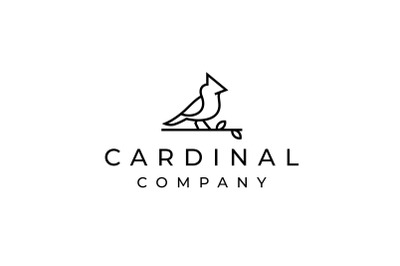 Cardinal Bird Monoline Logo Design