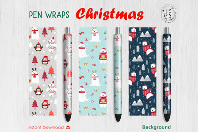Christmas White Bear Pen Wraps File Set